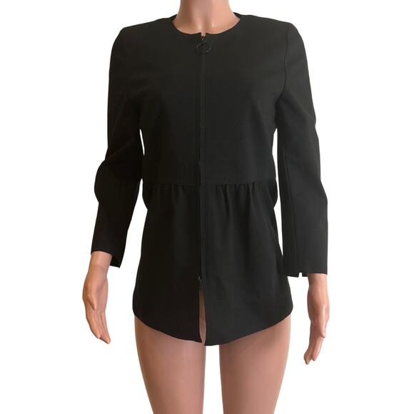 Akris Punto Peplum Jacket Womens 8 US Slim Fit 2 Way Zip Front Blazer Career - Picture 1 of 16